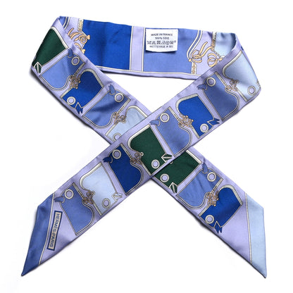 Hermes Silk Camails Twilly Scarf Lavande Vert Bleu 1 of 4