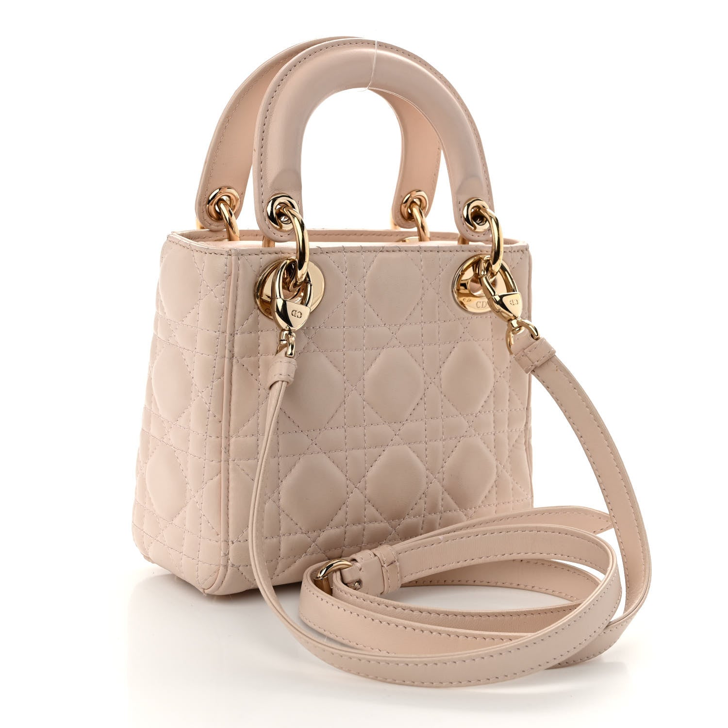 Christian Dior Lambskin Cannage Mini Lady Dior Rose Poudre 3 of 9
