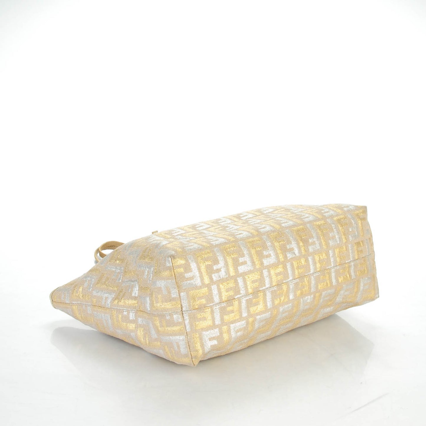 Metallic Canvas Zucca Roll Tote Beige Oro
