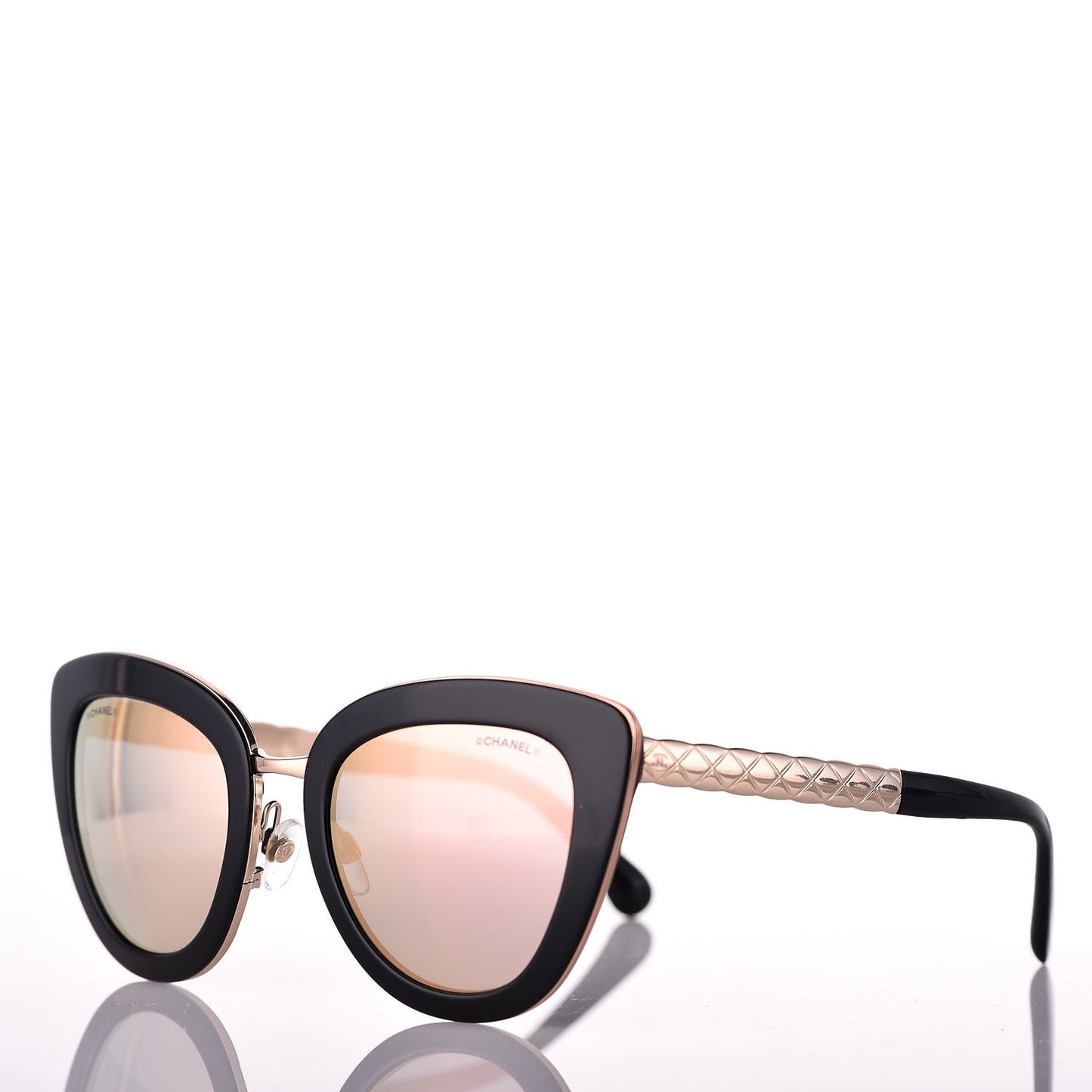 Cat Eye Quilted Sunglasses 5368 Black Pink