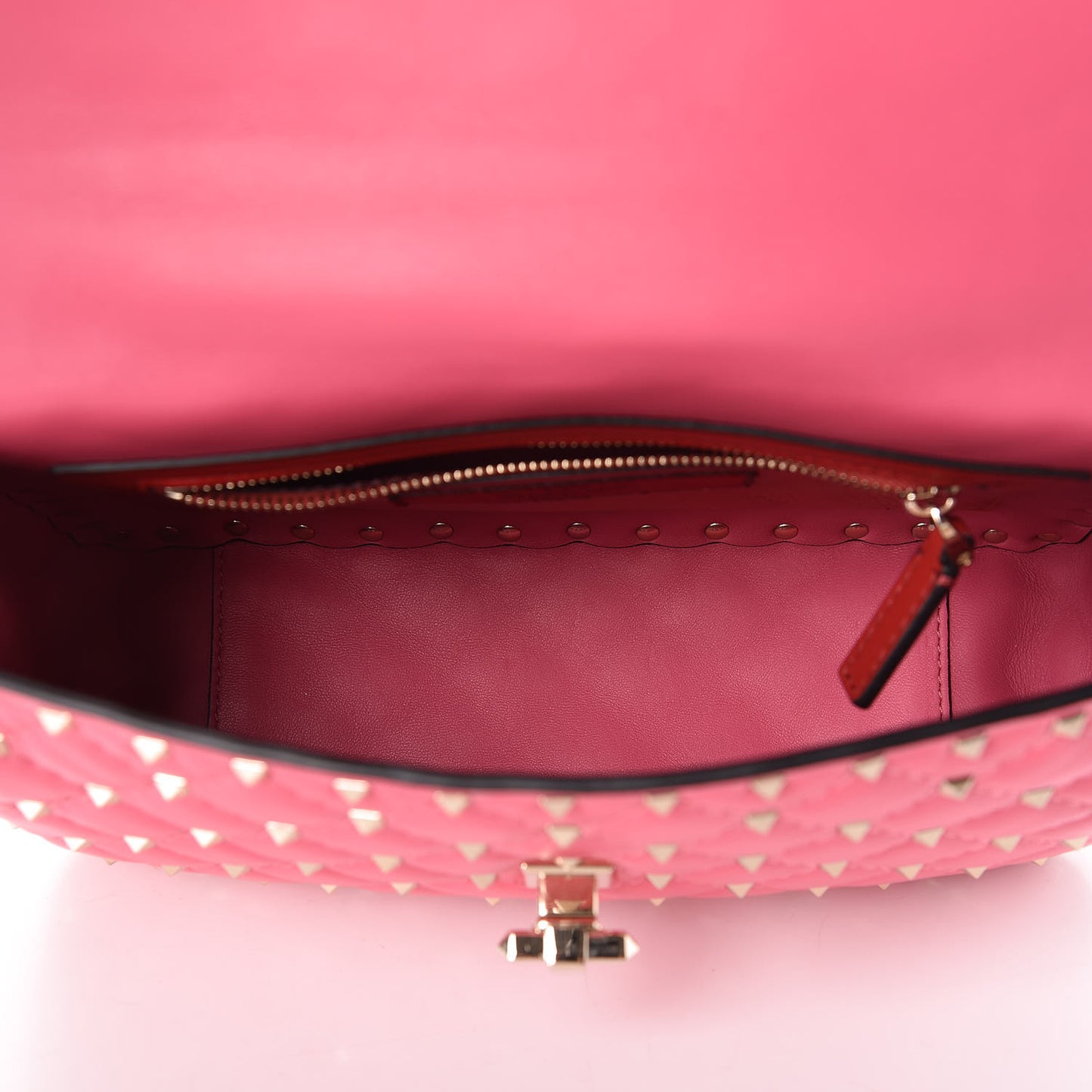 Lambskin Medium Rockstud Spike Shoulder Bag Pink