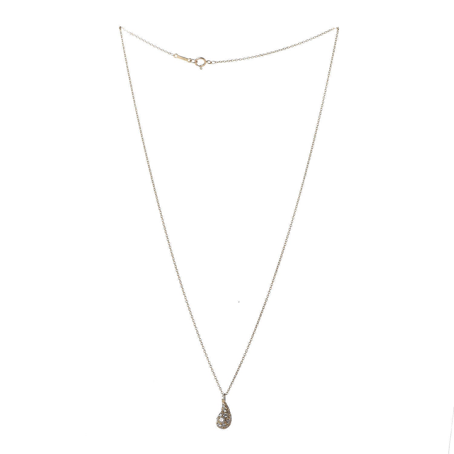 Tiffany 18K Yellow Gold Diamond Elsa Peretti Teardrop Pendant Necklace 3 of 6
