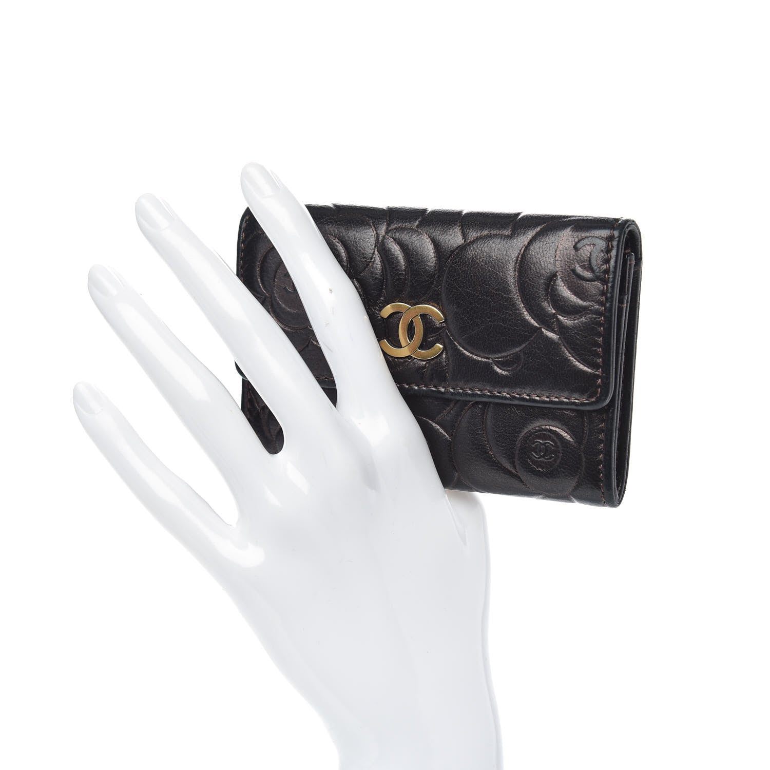 Chanel Lambskin Camellia Embossed Flap Card Holder Brown 2 of 9