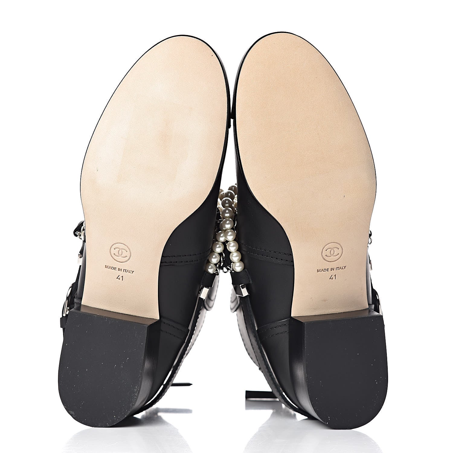 Chanel Calfskin Pearl Cap Toe Short Boots 41 Black 5 of 9
