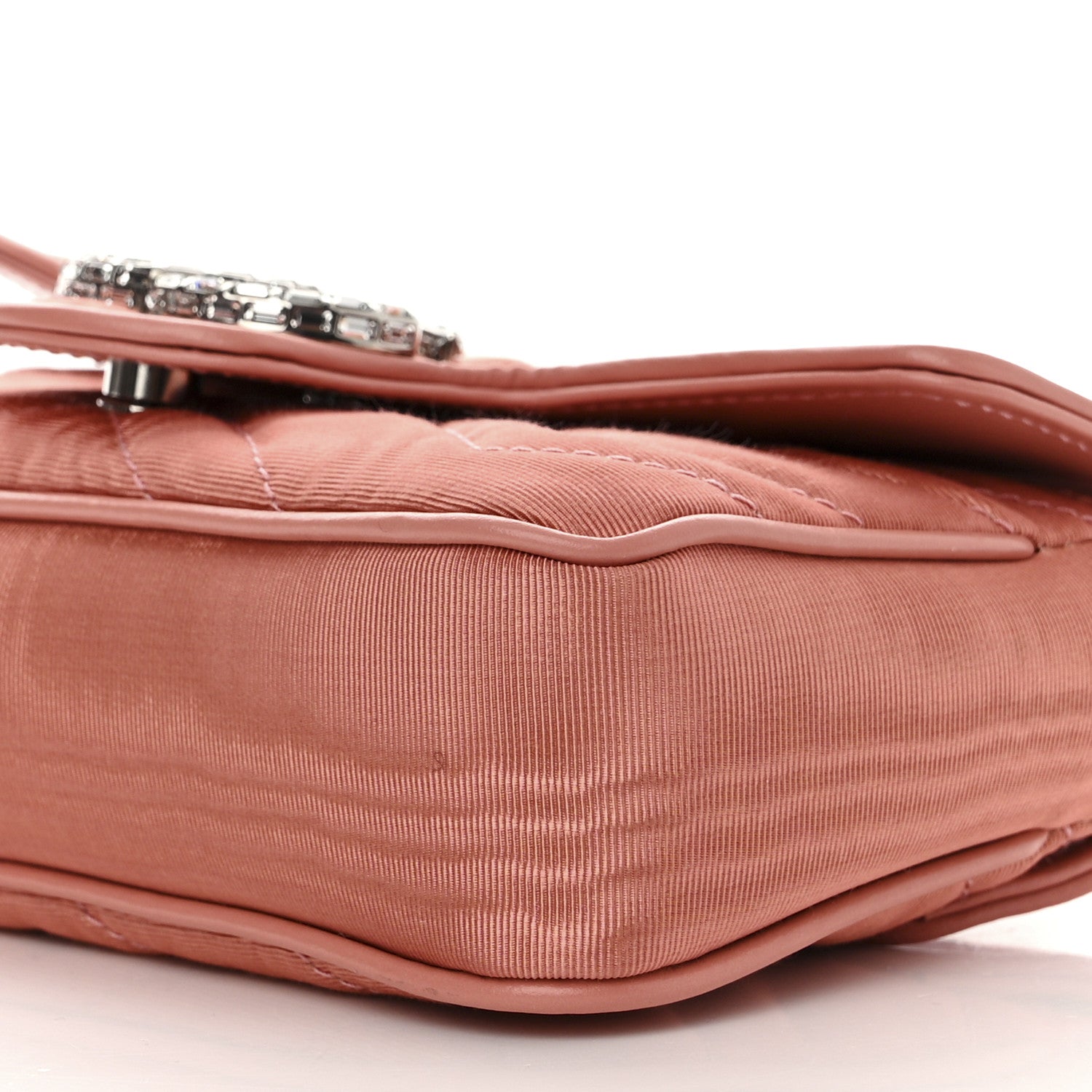 Gucci Moire Fabric Calfskin Crystal Matelasse Mini GG Marmont Chain Belt Bag 95 38 Blush 11 of 11