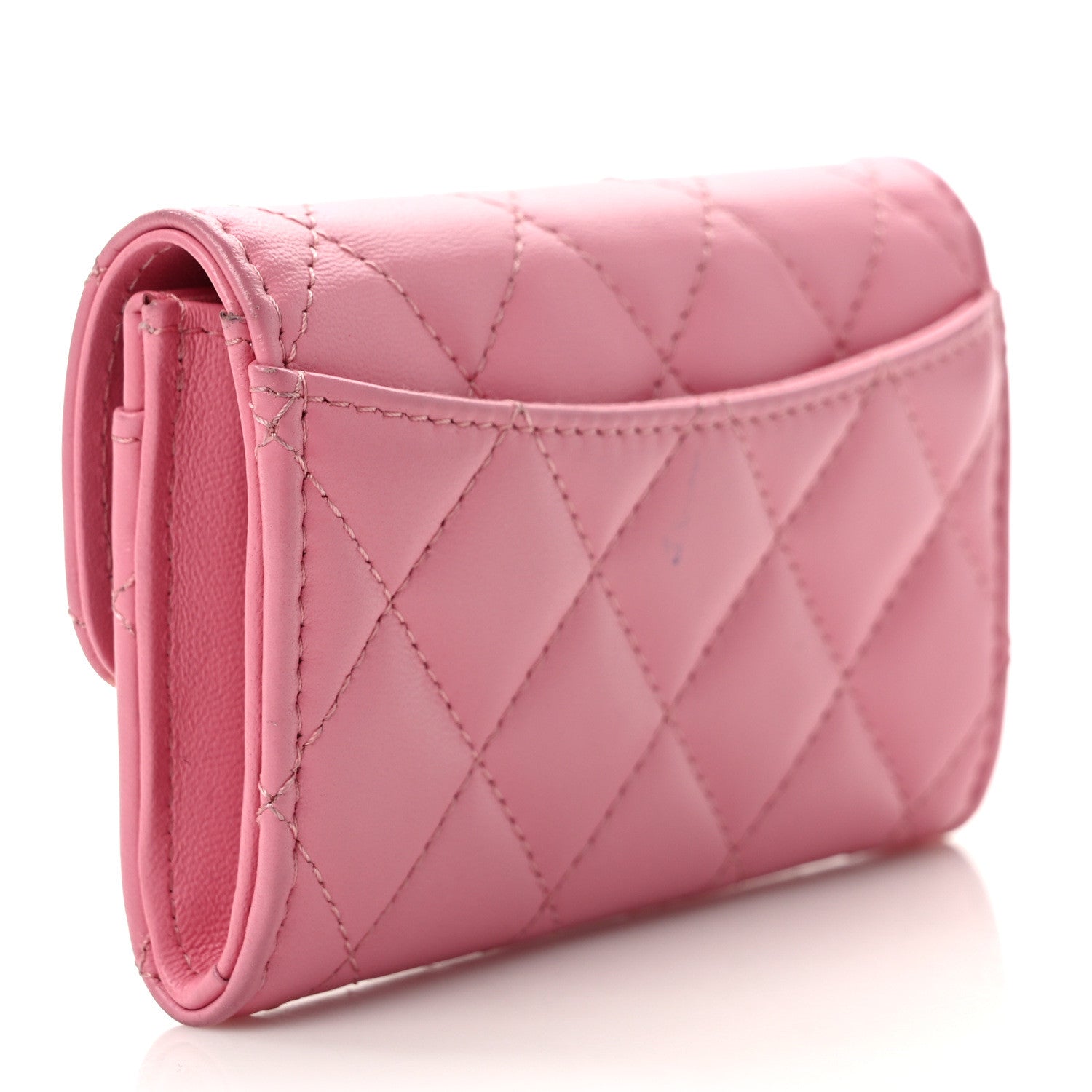 Chanel Lambskin Quilted Flap Card Holder Wallet Pink 4 of 10