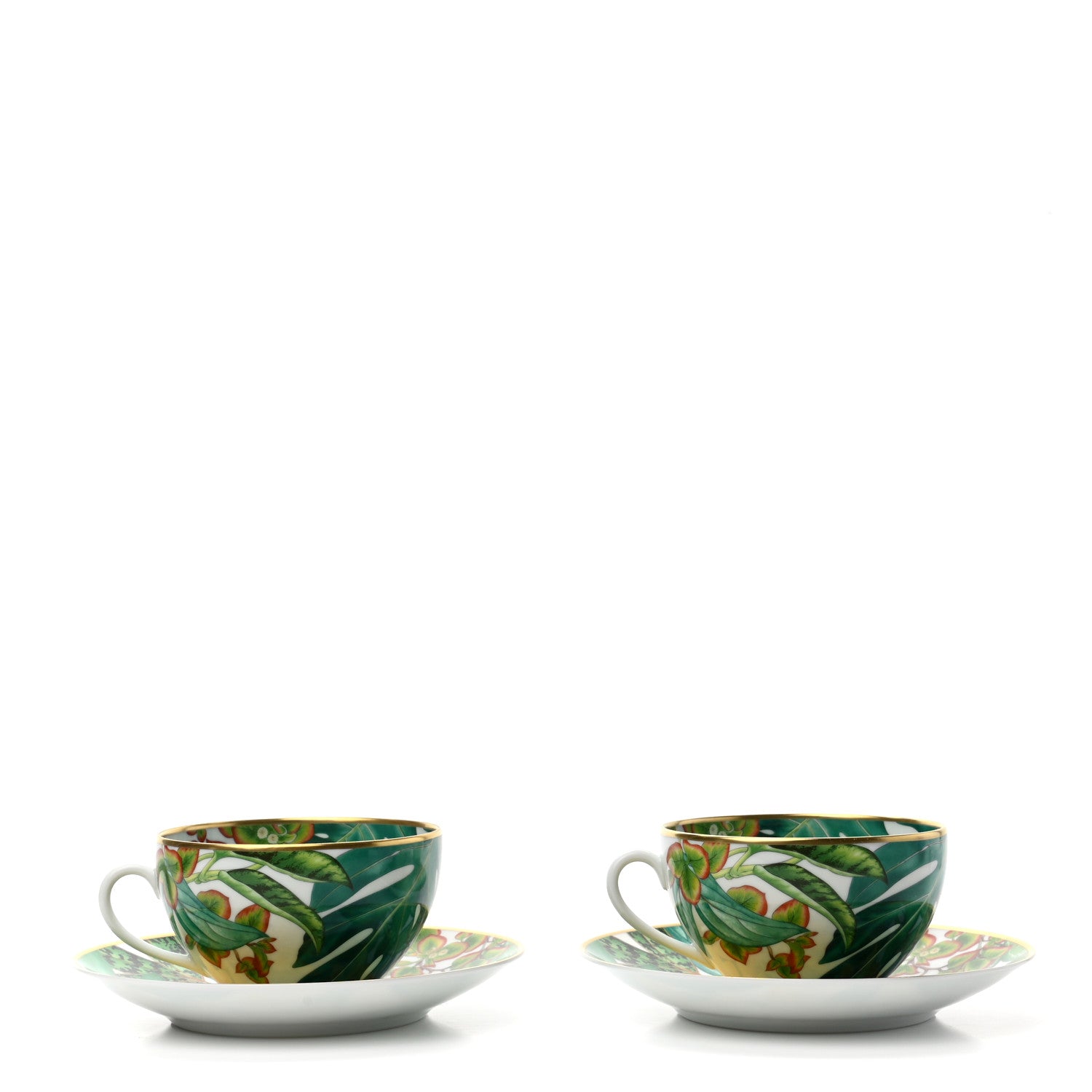 Hermes Porcelain Passifolia Tea Cup And Saucer Set Of 2 1 of 11