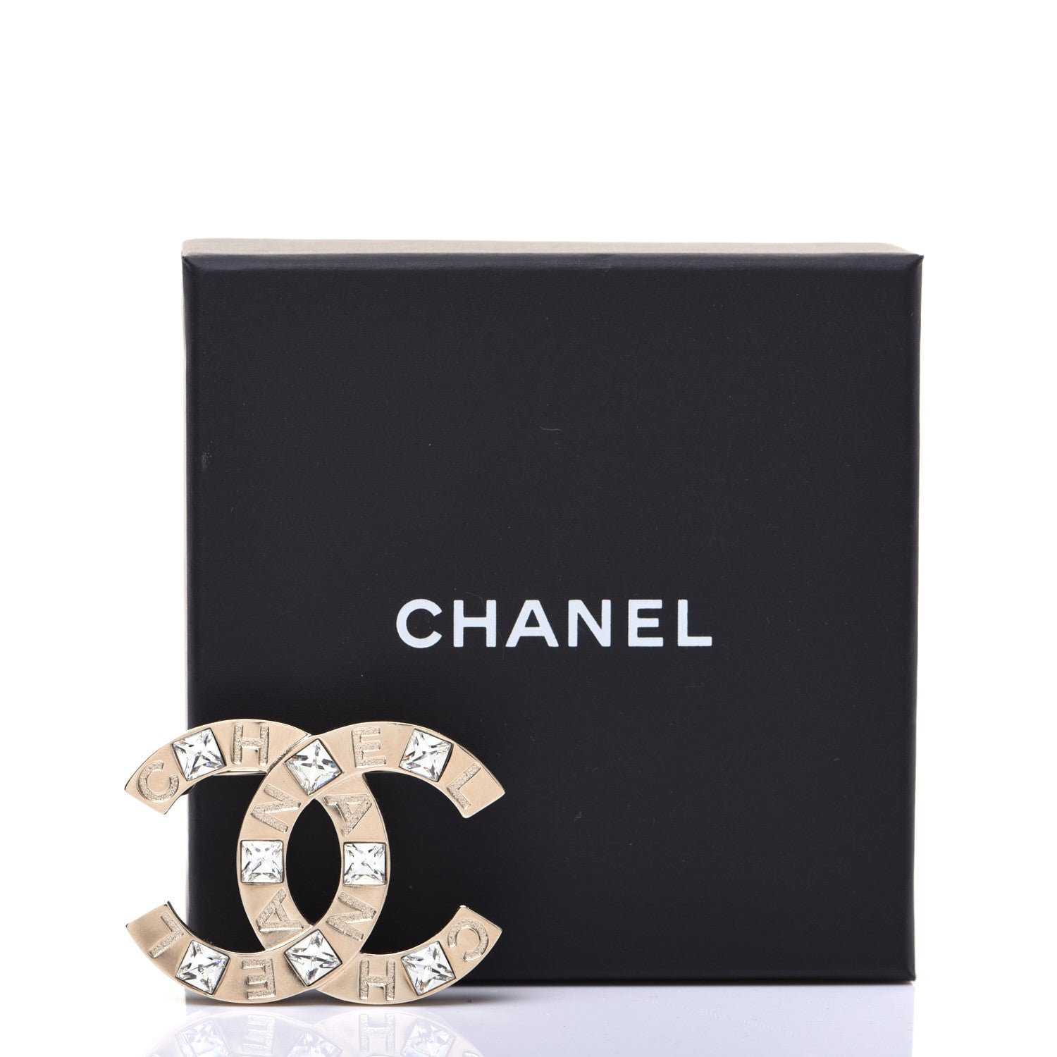 Chanel Crystal Metal CC Paris Button Brooch Gold 6 of 6