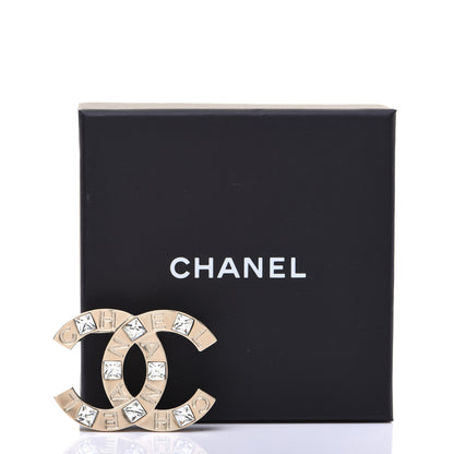 Chanel Crystal Metal CC Paris Button Brooch Gold 6 of 6