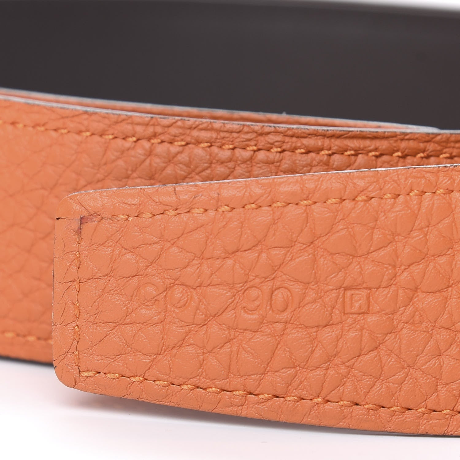 Hermes Swift Togo 32mm Quizz H Belt 90 Chocolate Orange 4 of 5