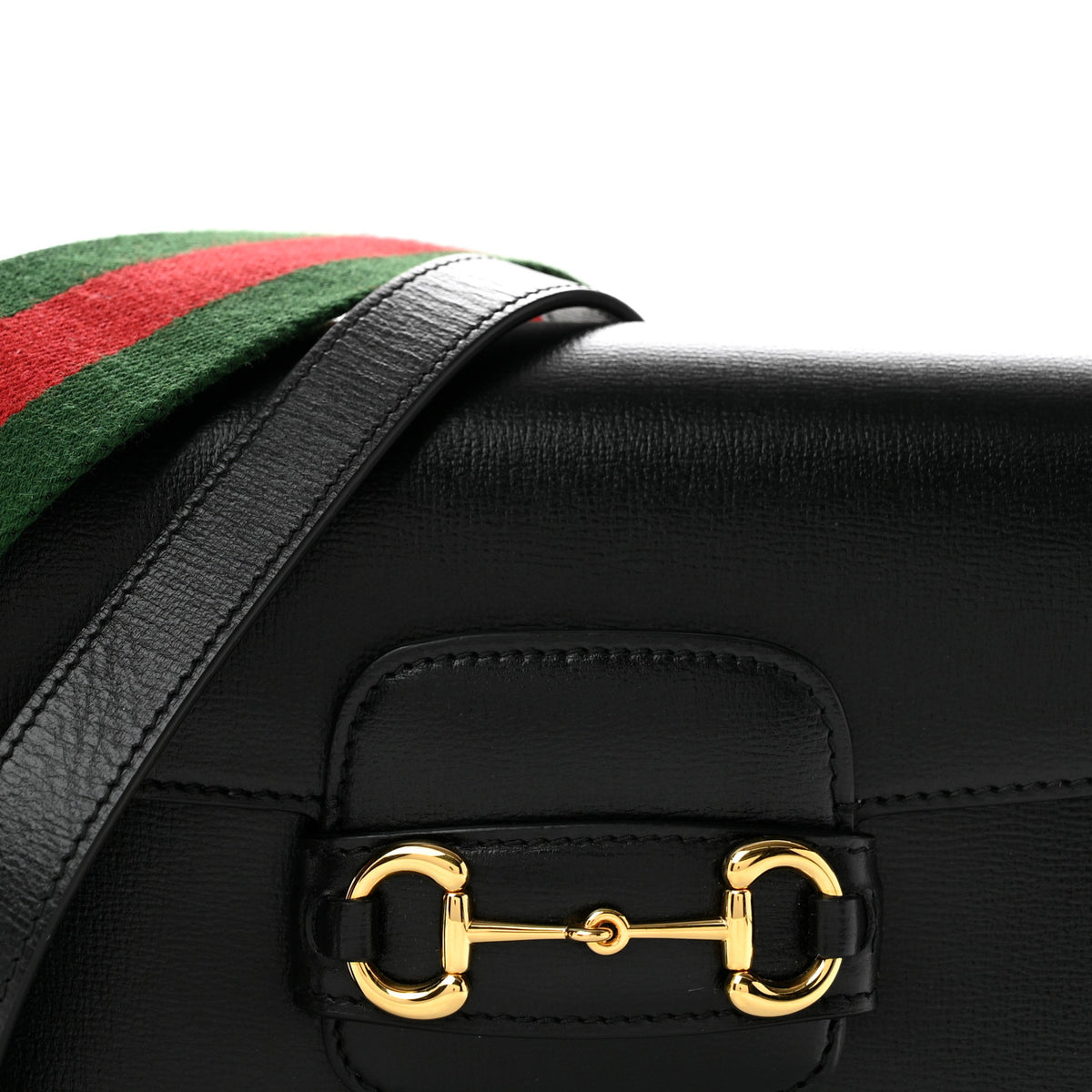Azalea Calfskin Web Mini Horsebit 1955 Shoulder Bag Black