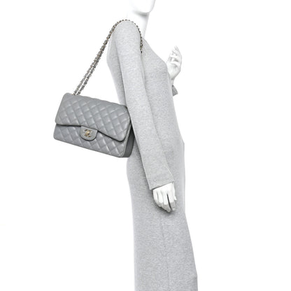 Chanel Caviar Quilted Jumbo Double Flap Grey 2 of 13