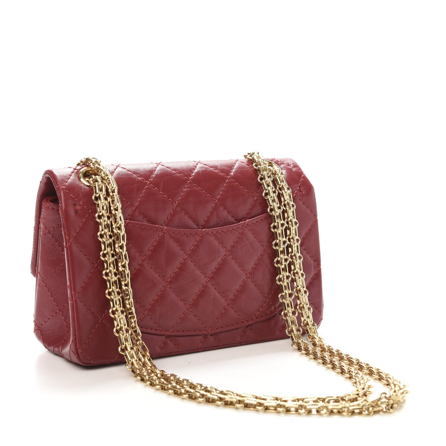 Aged Calfskin Quilted 2.55 Reissue Mini Flap Red