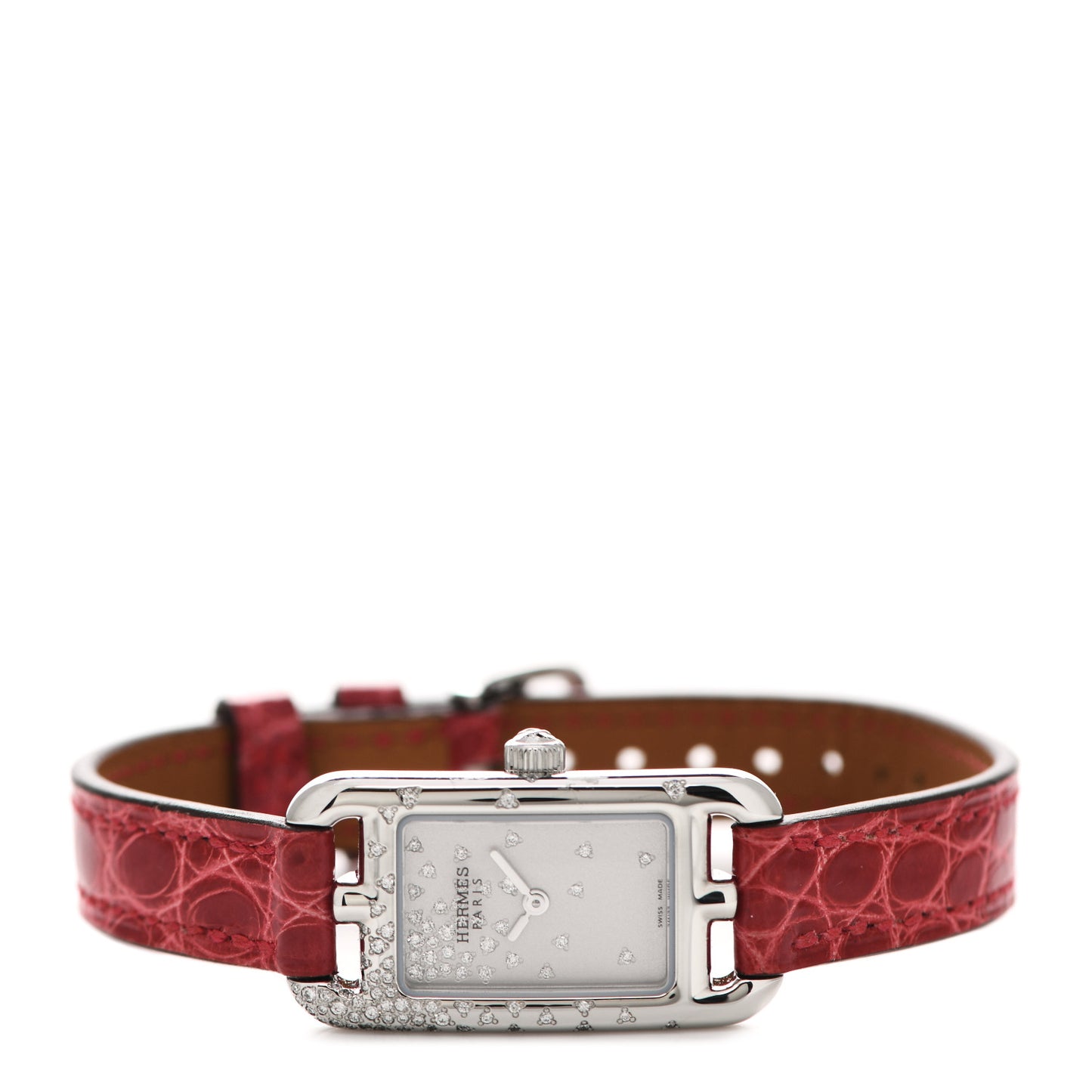 Stainless Steel Alligator Diamond 17mm Nantucket Jete De Diamants Quartz Watch Braise