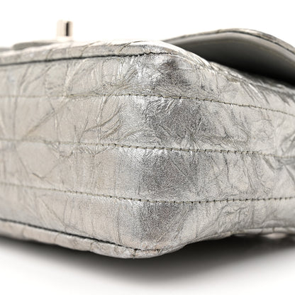 Chanel Patent Metallic Crumpled Calfskin Chevron Quilted Mini Rectangular Flap Silver 10 of 12
