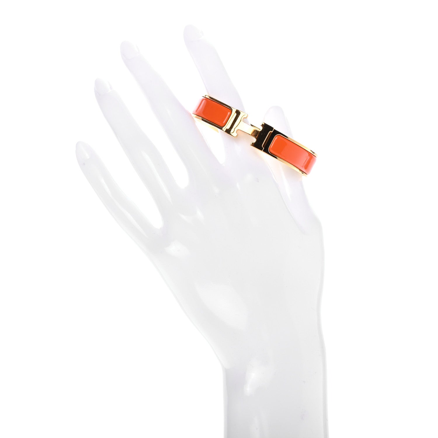 Hermes Enamel Narrow Clic Clac H Bracelet PM Orange 2 of 4