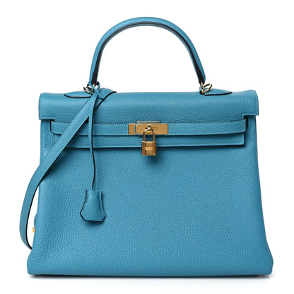 Hermes Togo Kelly Retourne 35 Turquoise 1 of 10