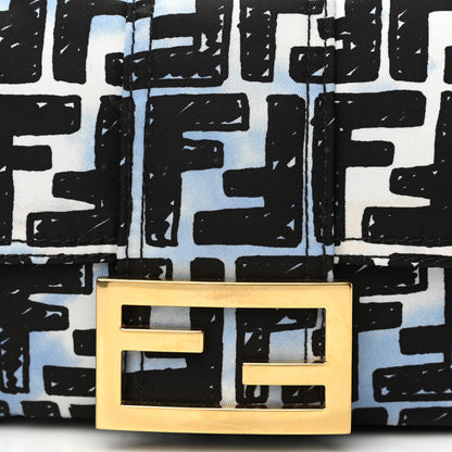 Fendi X JOSHUA VIDES Nylon FF Cloudy Mini Belt Baguette Bag White Celeste Black 8 of 10