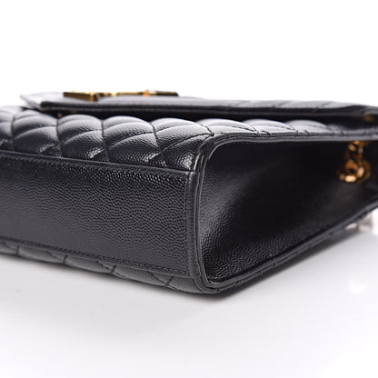 Saint Laurent Grain De Poudre Textured Mixed Matelasse Triquilt Medium Monogram Satchel Black 11 of 16