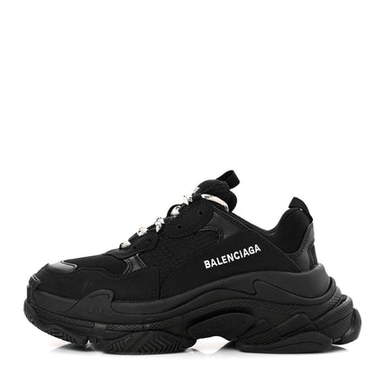 Balenciaga Fabric Mesh Womens Triple S Sneakers 38 Black 1 of 8