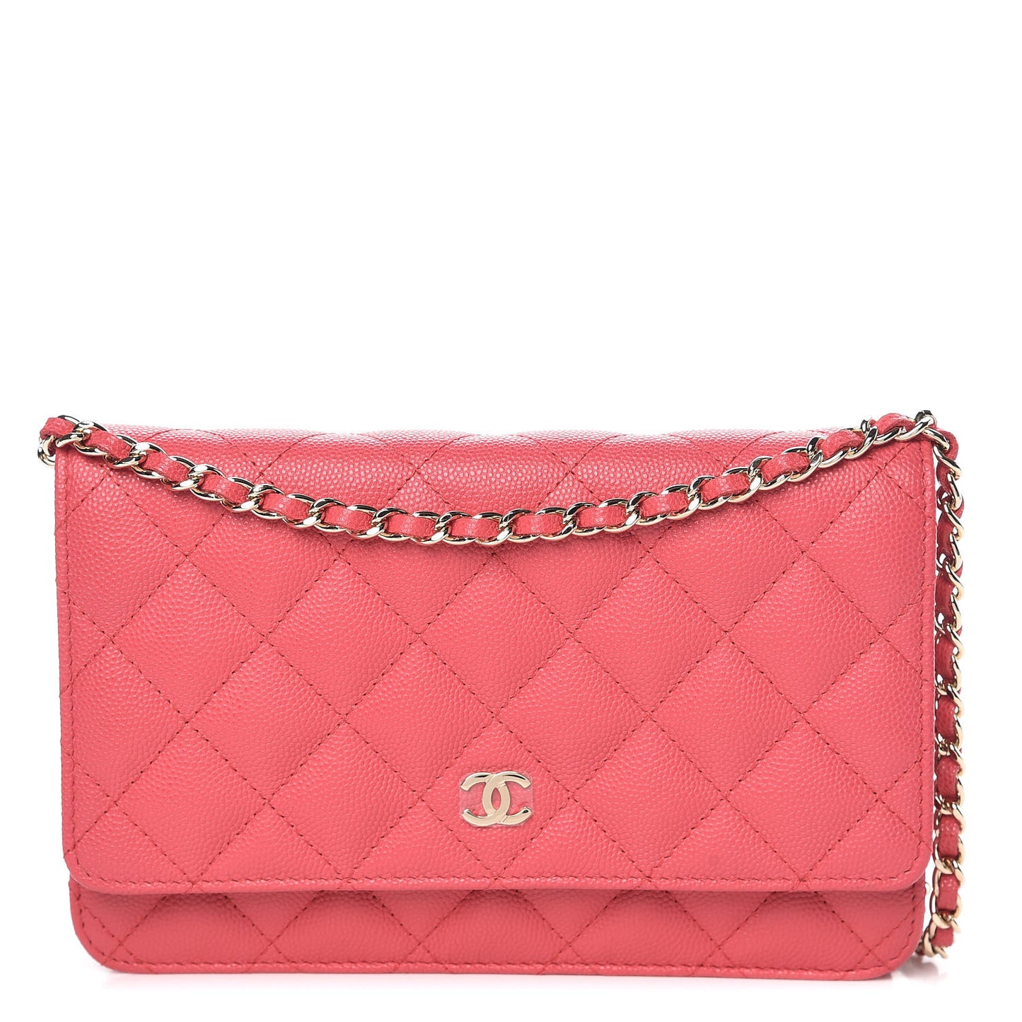 Caviar Quilted Wallet On Chain WOC Dark Pink