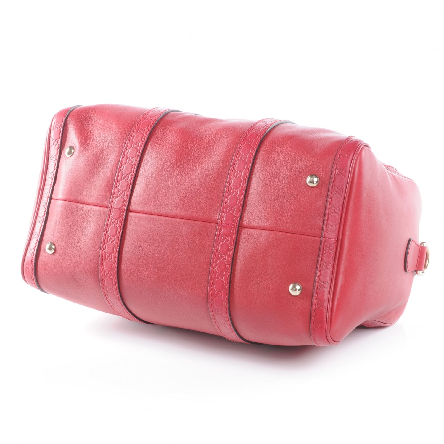Gucci Calfskin Microguccissima Trim Medium Boston Raspberry Red 4 of 8