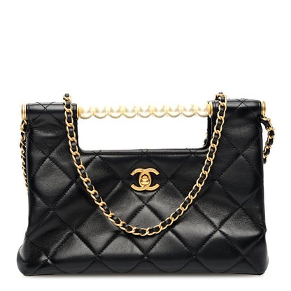 Chanel Shiny Lambskin Pearl Small Shopping Bag Black 1 of 10