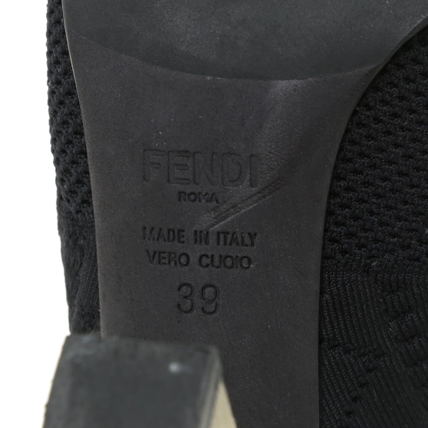 Fendi Stretch Fabric FF Reloaded Openwork Rockoko Sock Boots 39 Black Tobacco Marino 10 of 11