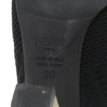 Fendi Stretch Fabric FF Reloaded Openwork Rockoko Sock Boots 39 Black Tobacco Marino 10 of 11