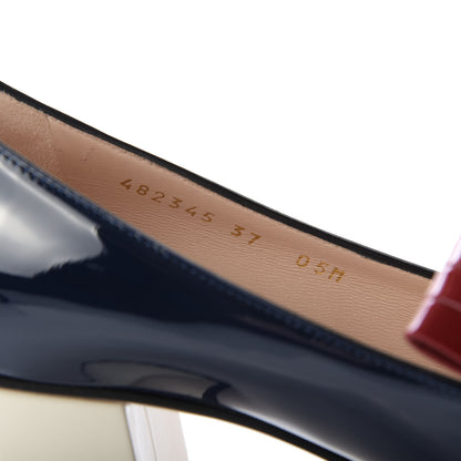 Gucci Vernice Studded GG Marmont Fringe 50mm Loafer Pumps 37 Blue Agata Hibiscus Red Mystic White 9 of 10