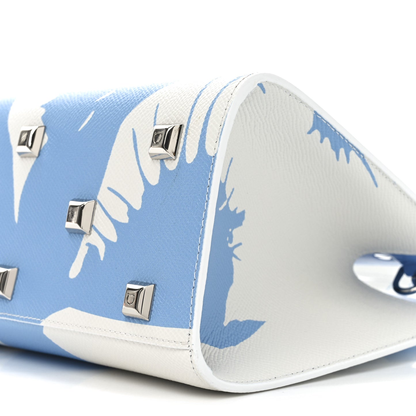 Calfskin Print Mini The Studio Bag White Blue
