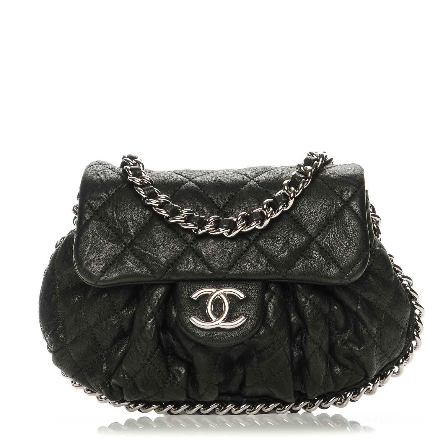 Chanel Washed Lambskin Quilted Mini Chain Around Flap Black 1 of 7