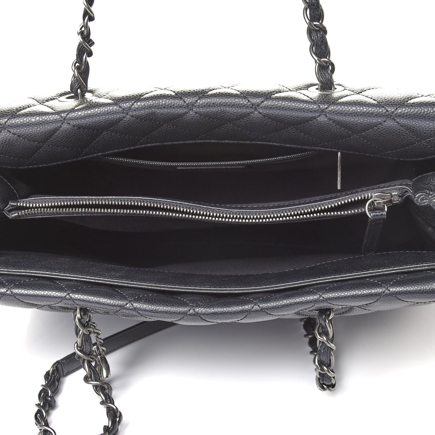 Caviar Quilted City Shopping Tote Black