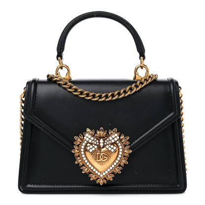 Dolce & Gabbana Smooth Calfskin Small Devotion Envelope Top Handle Bag Black 1 of 11