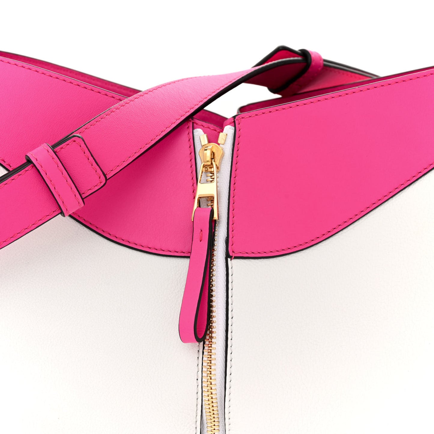 Calfskin Small Hammock Shoulder Bag Shocking Pink White