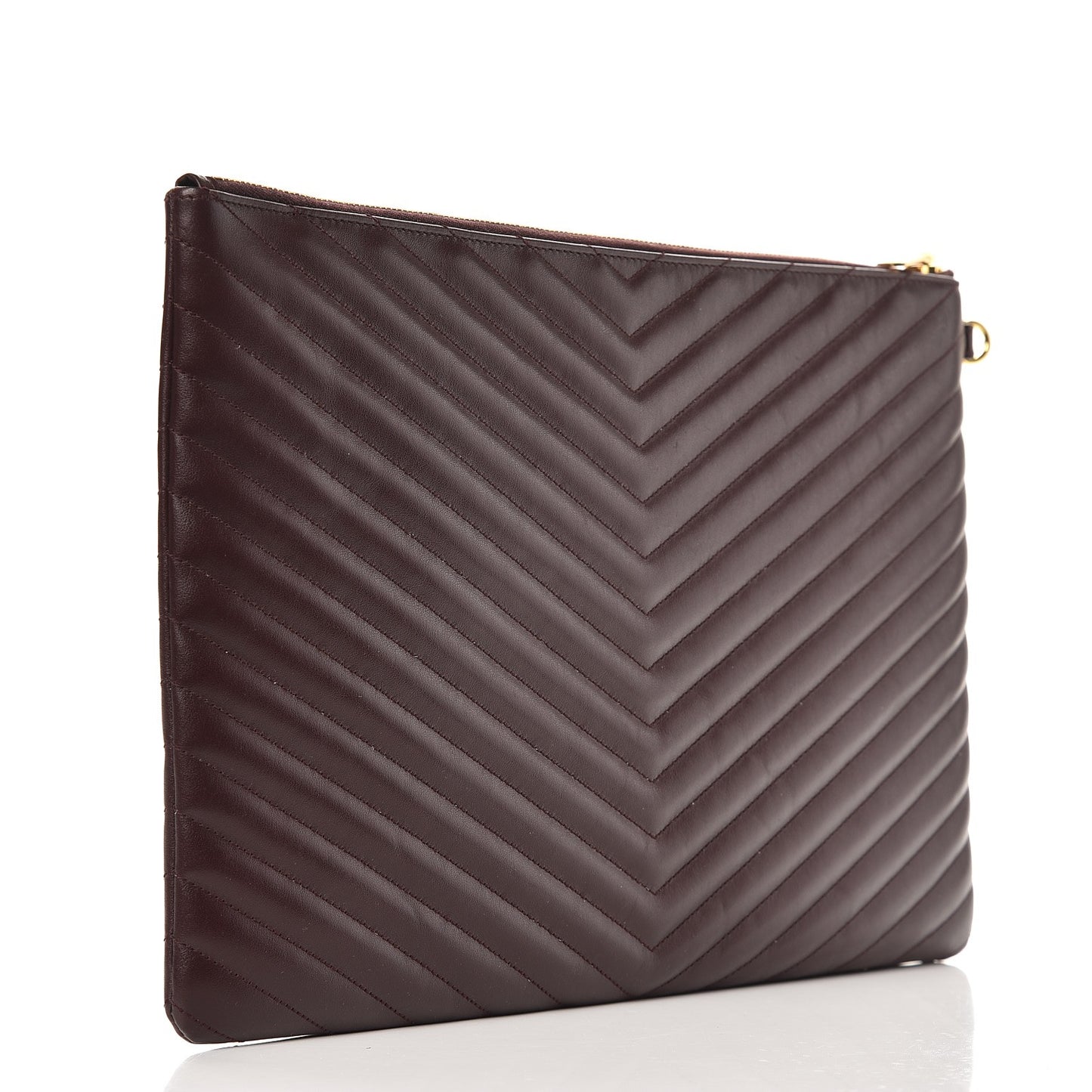Calfskin Matelasse Chevron Monogram Document Holder Amaranto