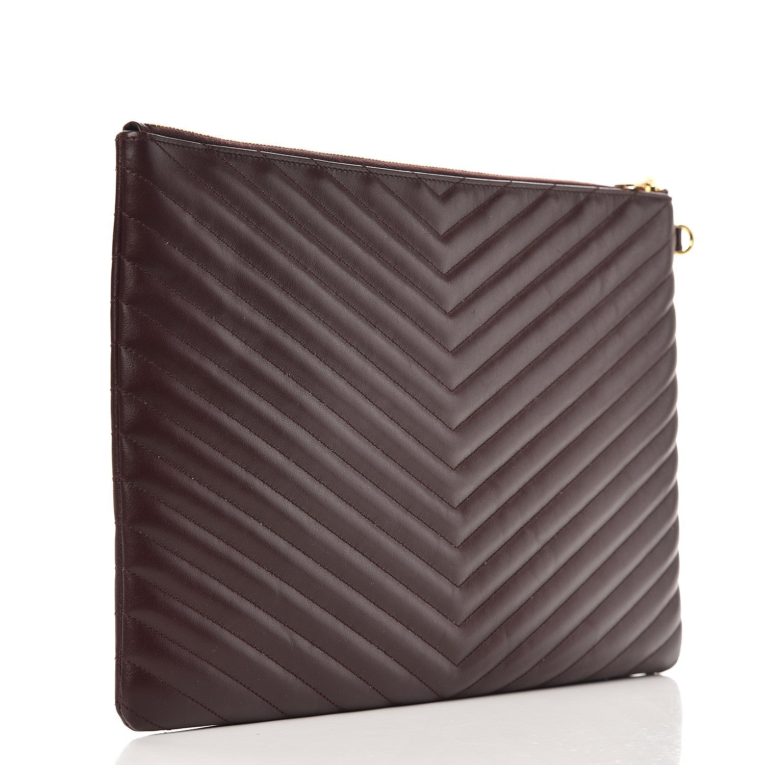 Saint Laurent Calfskin Matelasse Chevron Monogram Document Holder Amaranto 3 of 10