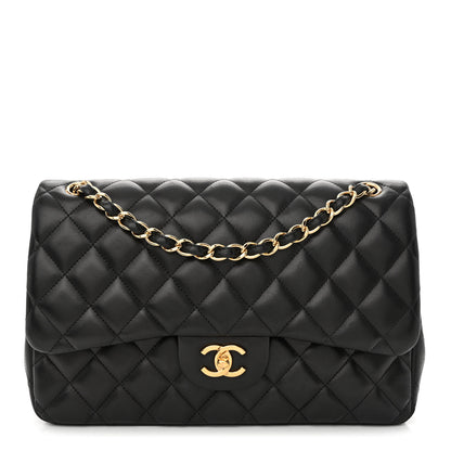 Chanel Lambskin Quilted Jumbo Double Flap Black 1 of 10