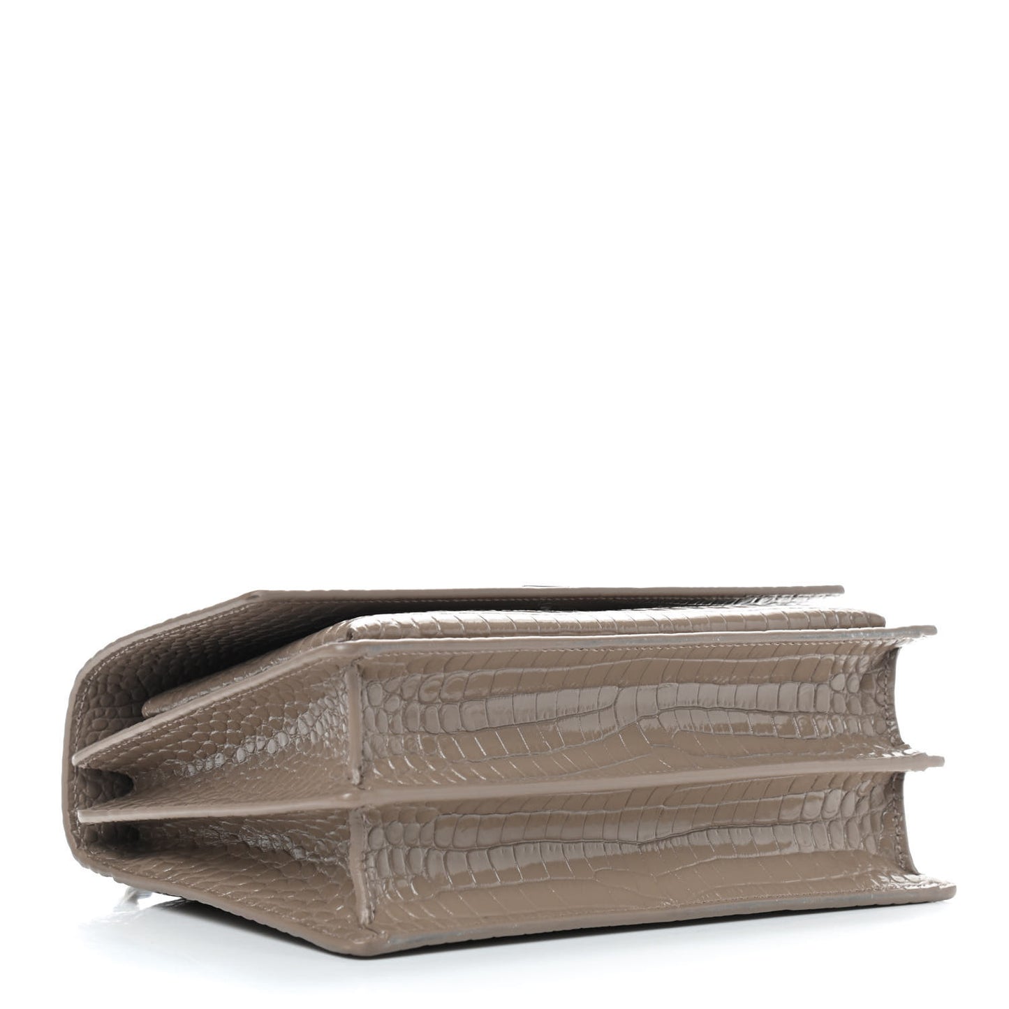 Calfskin Crocodile Embossed Medium Monogram Sunset Dark Beige
