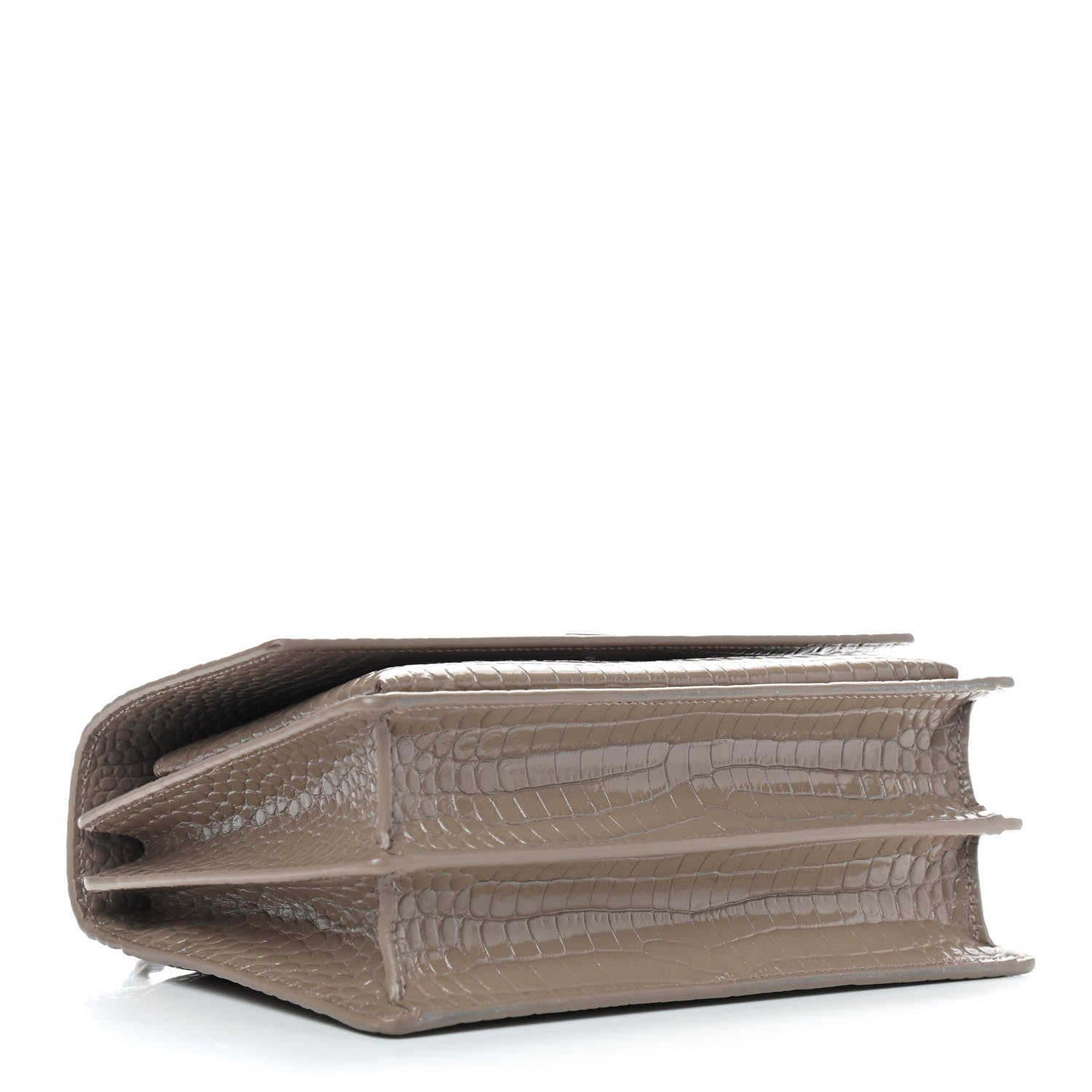 Saint Laurent Calfskin Crocodile Embossed Medium Monogram Sunset Dark Beige 4 of 9
