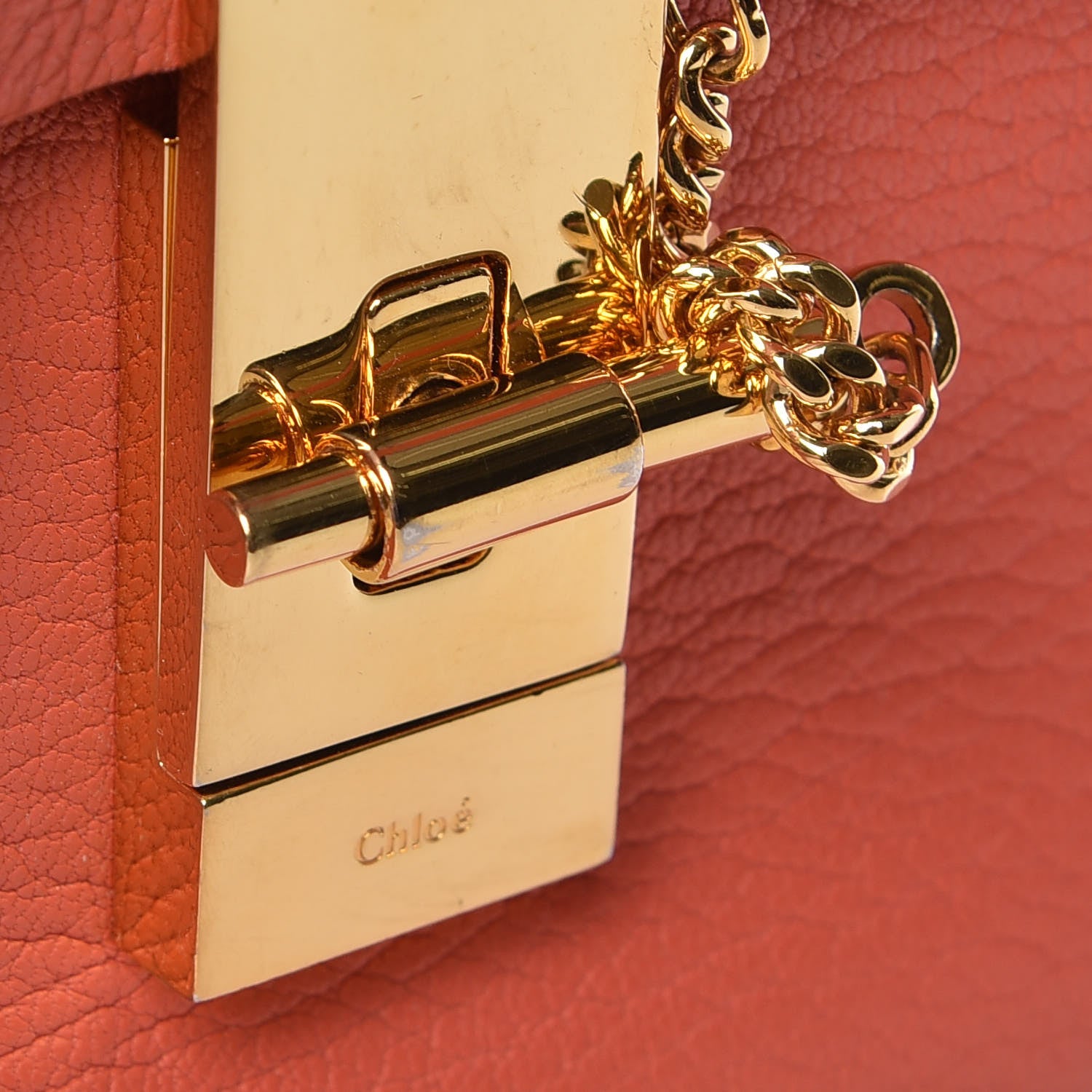 Chloe Grained Lambskin Mini Drew Shoulder Bag Orange 11 of 14