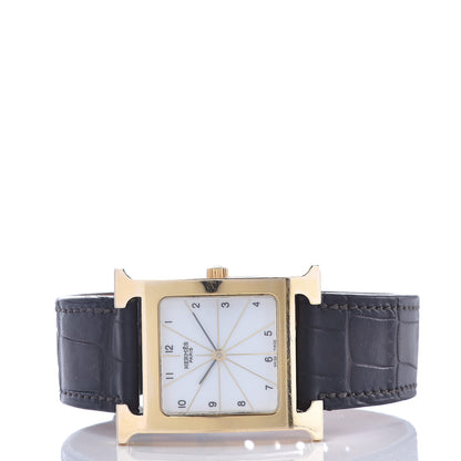 Hermes Stainless Steel Alligator 26mm Heure H Hour Quartz Watch Noir 3 of 8