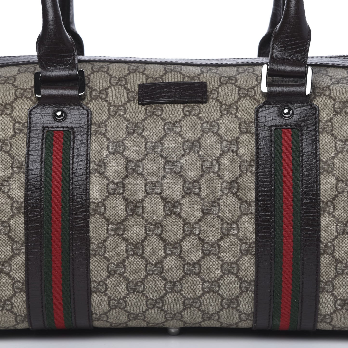 GG Supreme Monogram Web Medium Carry On Duffle Beige Dark Brown