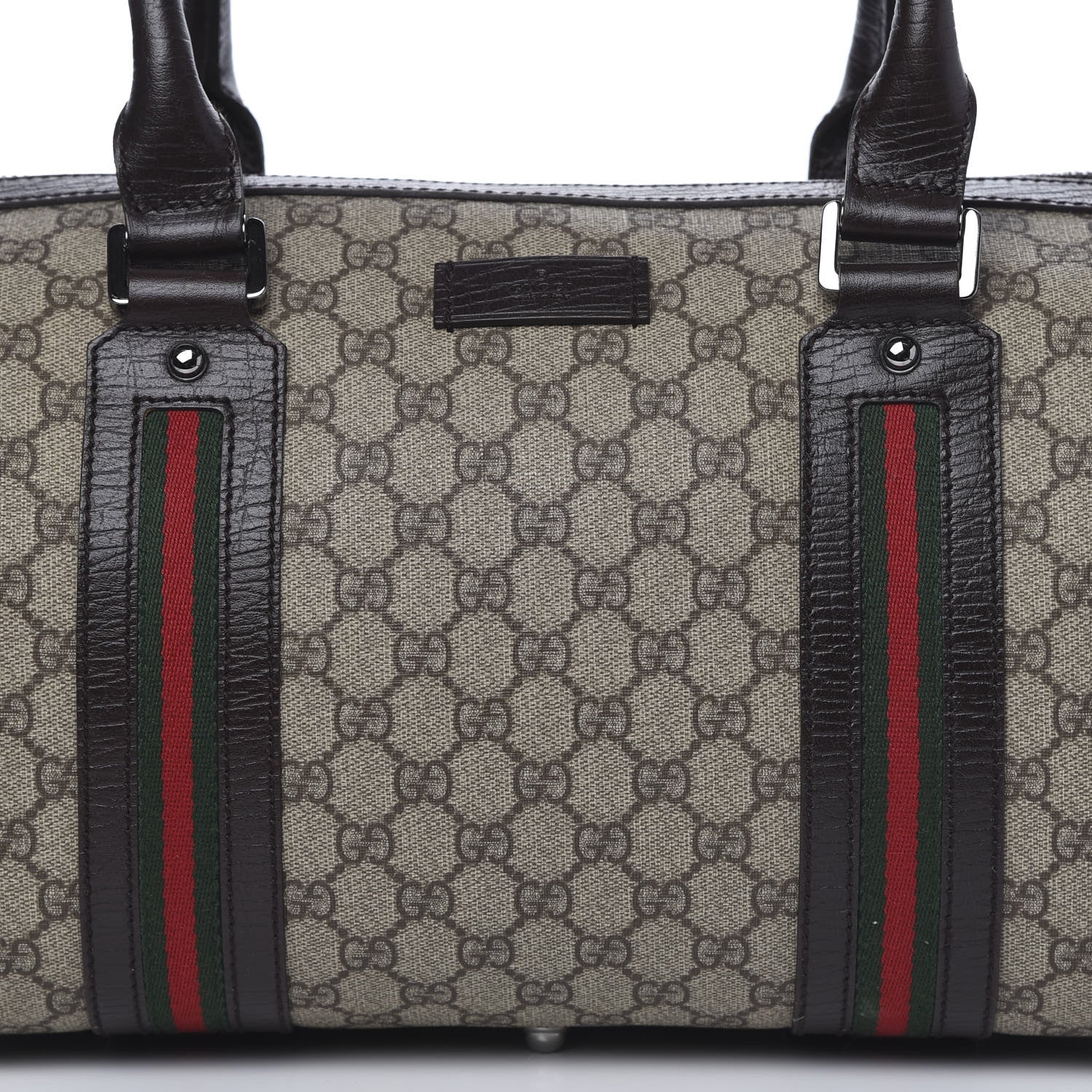 Gucci GG Supreme Monogram Web Medium Carry On Duffle Beige Dark Brown 10 of 10