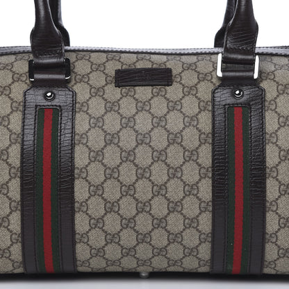 Gucci GG Supreme Monogram Web Medium Carry On Duffle Beige Dark Brown 10 of 10