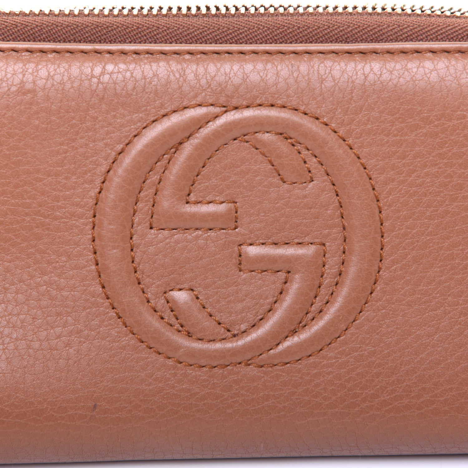 Gucci Pebbled Calfskin Soho Zip Around Wallet Brown 7 of 8