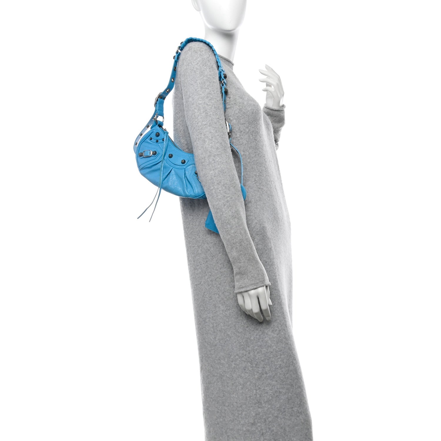 Balenciaga Agneau Arena Le Cagole Shoulder Bag XS Cyan 2 of 11