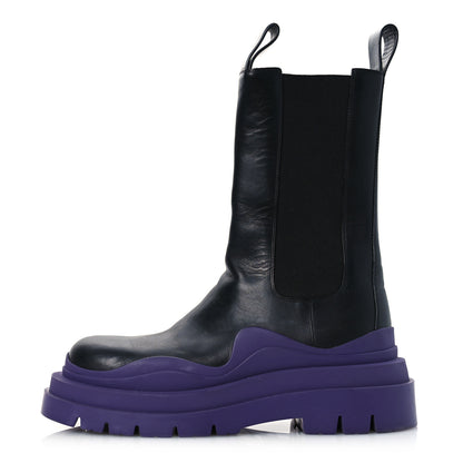 Bottega Veneta Calfskin The Tire Chelsea Boots 38 Black Plum 1 of 13