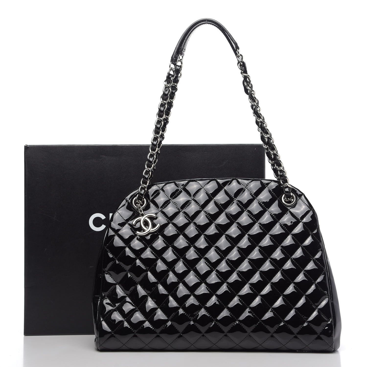Chanel Patent Quilted Large Just Mademoiselle Bowling Bag Black 11 of 11