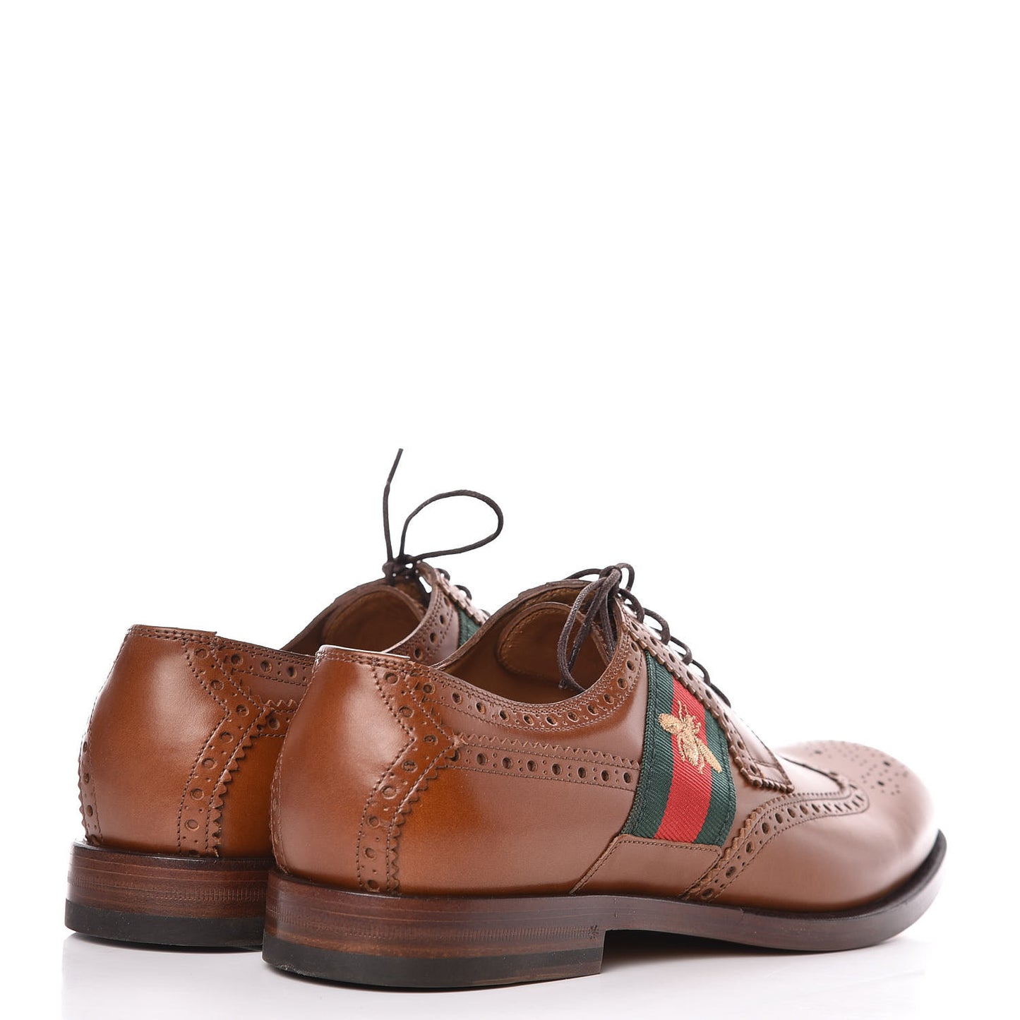 Calfskin Web Bee Embroidered Mens Lace Up Brogue Wingtip Derby Shoes 8.5 Cuir